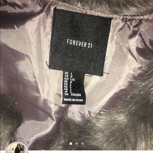 Gray faux fur coat sleeves